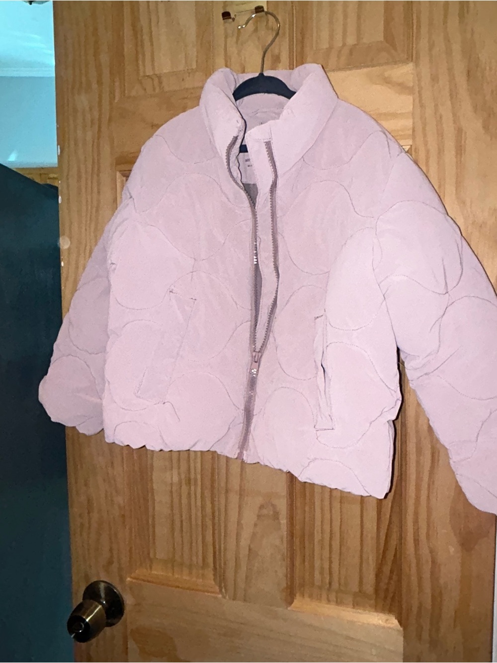 Zara Light Pink Quilted Puffer Jacket